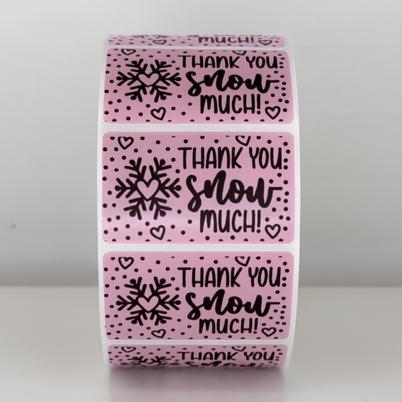 Thank You Snow Much Stickers | Winter Snowflake Labels | Holiday Packaging - Picture 8 of 11